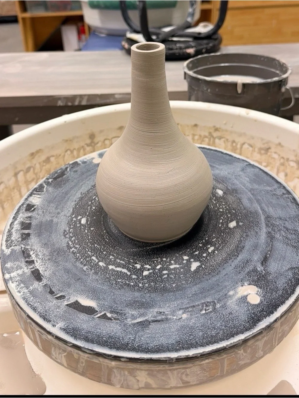 Handcrafted Ceramic Drip Vase in Brown and Cream Base